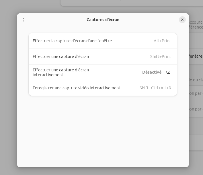 Désactiver la capture interactive de GNOME